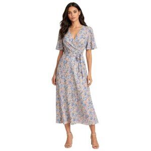 Lauren Ralph Lauren Floral Georgette Faux Wrap Midi Dress